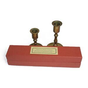 Colonial Williamsburg Dipped Bayberry Candles 2 Boxes and 2 Brass Candle Holders